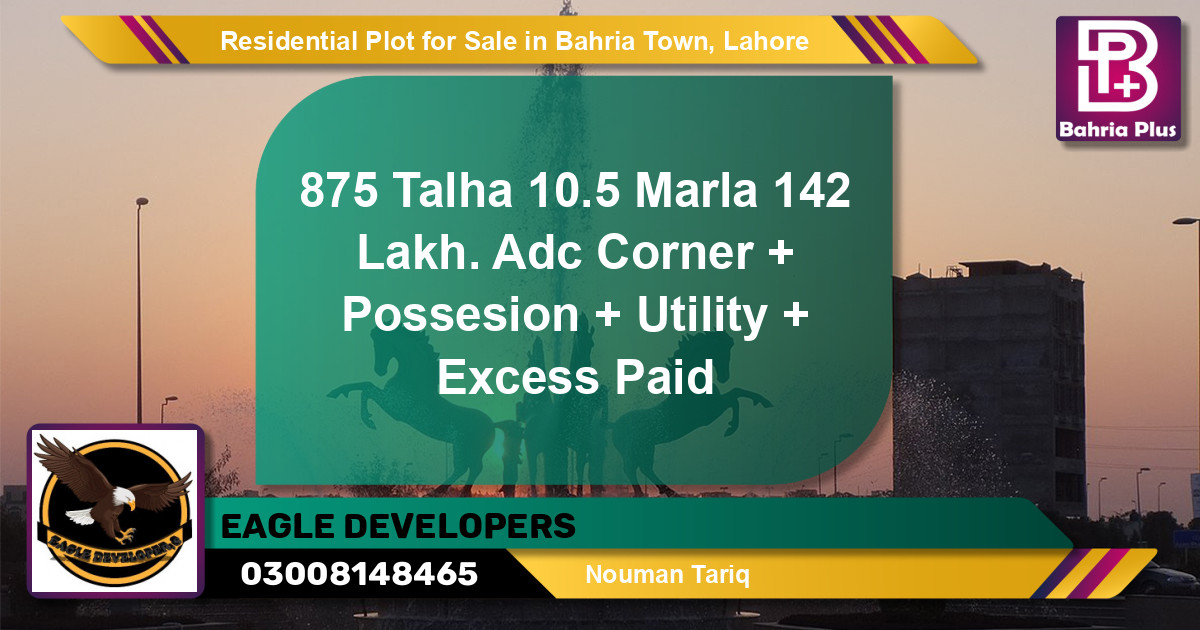 Residential Plot for Sale in Sector F - Talha Block -  Bahria Town, Lahore - (BP-132016)