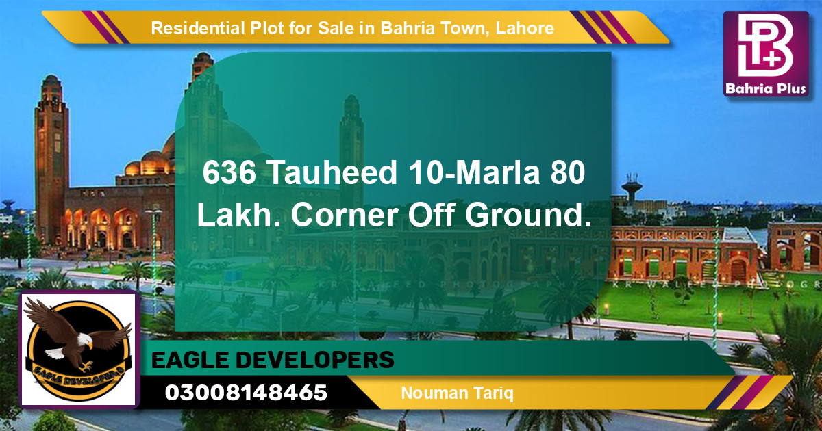 Residential Plot for Sale in Sector F - Tauheed Block -  Bahria Town, Lahore - (BP-132022)