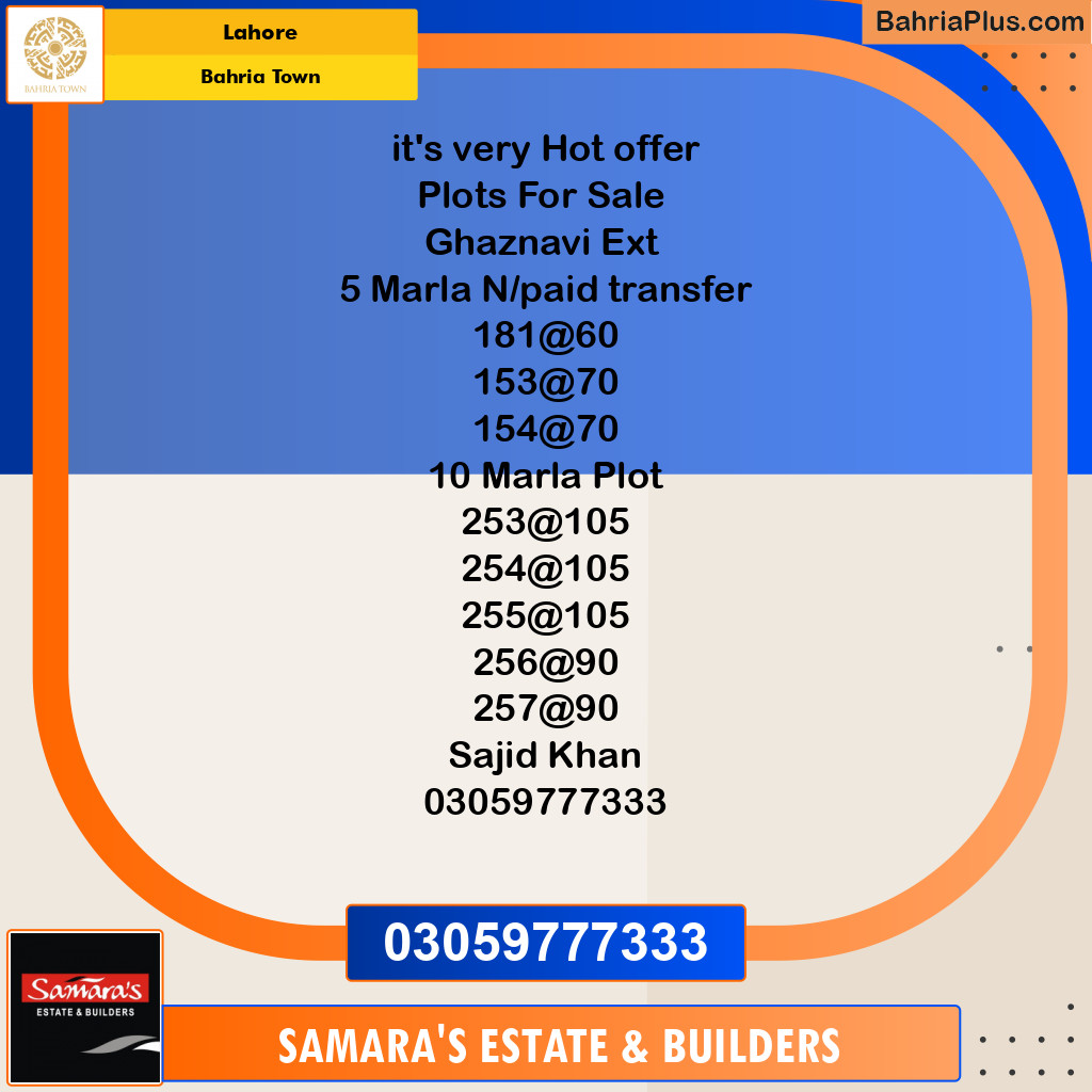 Residential Plot for Sale in Sector F - Ghaznavi Block -  Bahria Town, Lahore - (BP-132039)