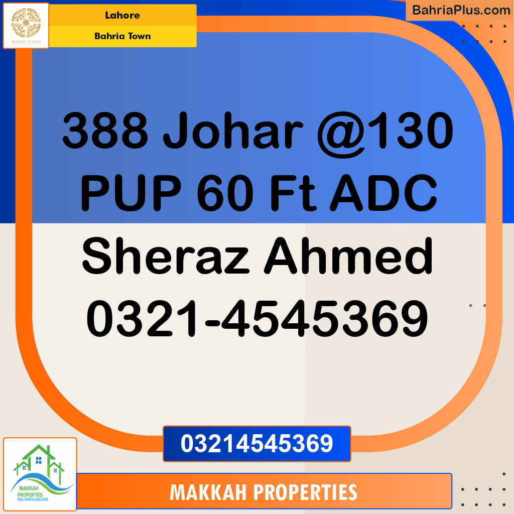 Residential Plot for Sale in Sector E - Johar Block -  Bahria Town, Lahore - (BP-132061)