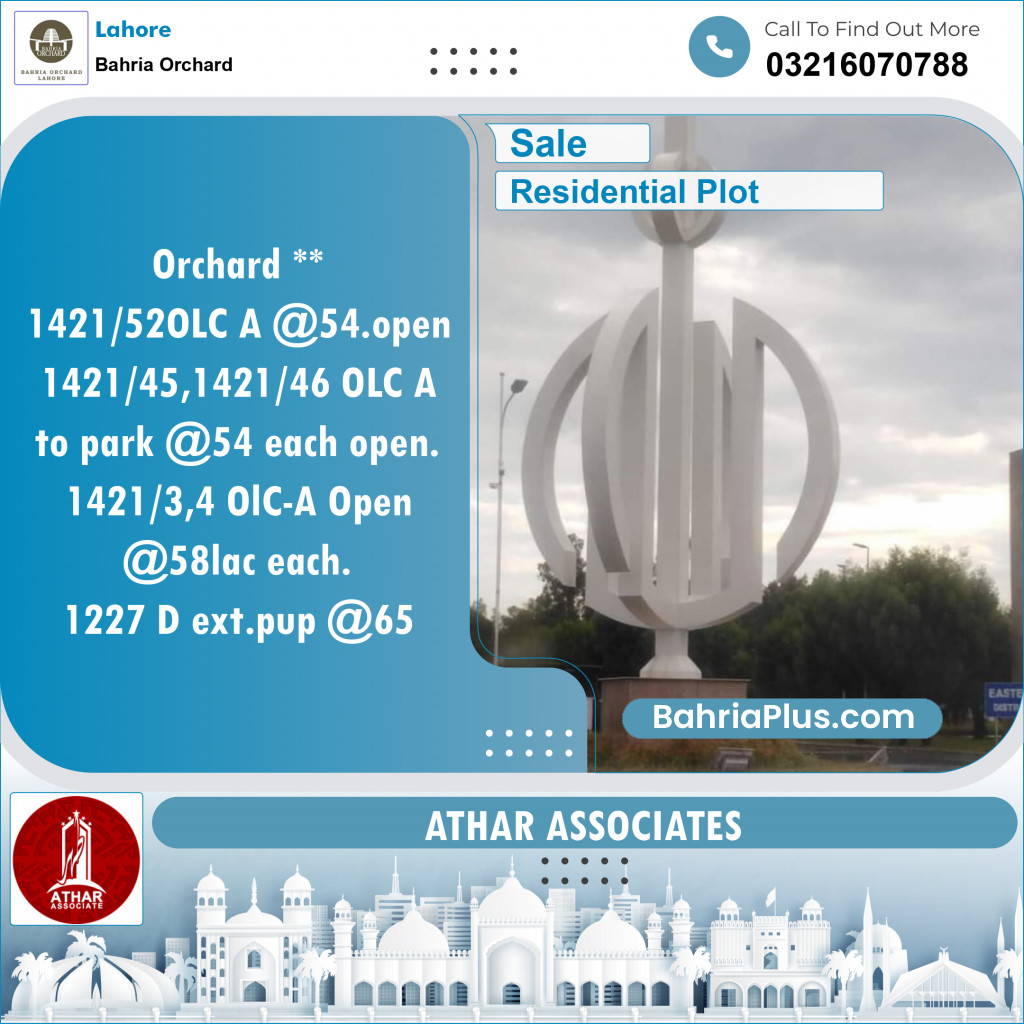Residential Plot for Sale in OLC-A Block -  Bahria Orchard, Lahore - (BP-132064)