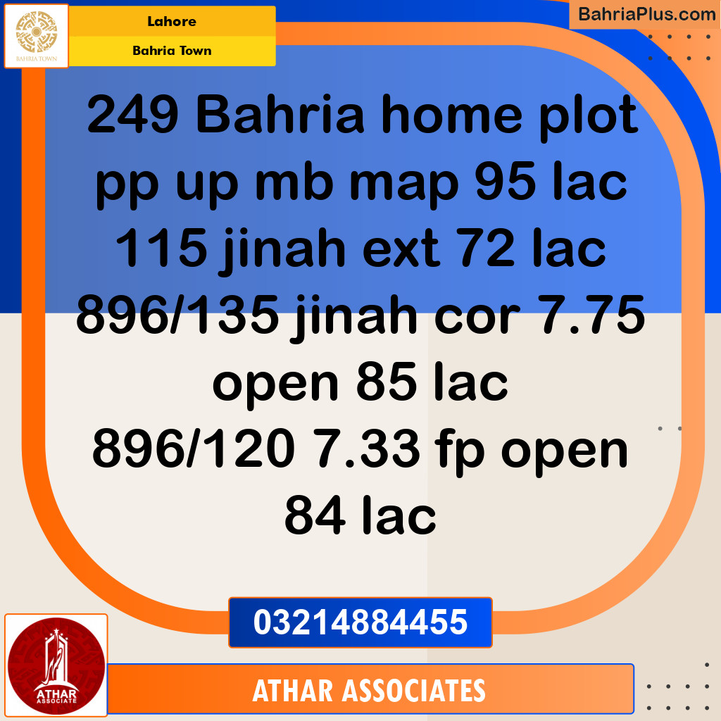 Residential Plot for Sale in Sector E - Jinnah Ext. Block -  Bahria Town, Lahore - (BP-132067)