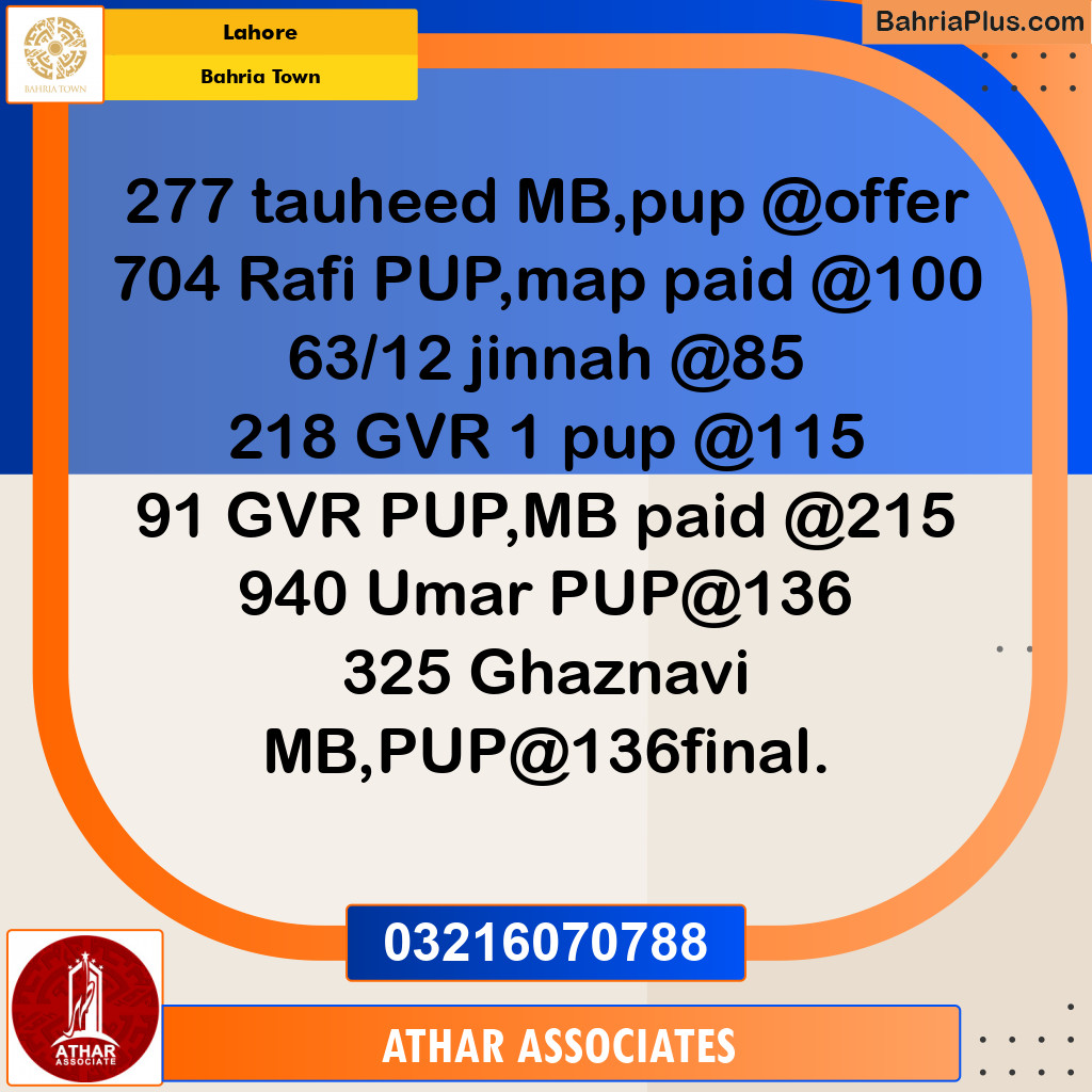 Residential Plot for Sale in Sector F - Tauheed Block -  Bahria Town, Lahore - (BP-132070)