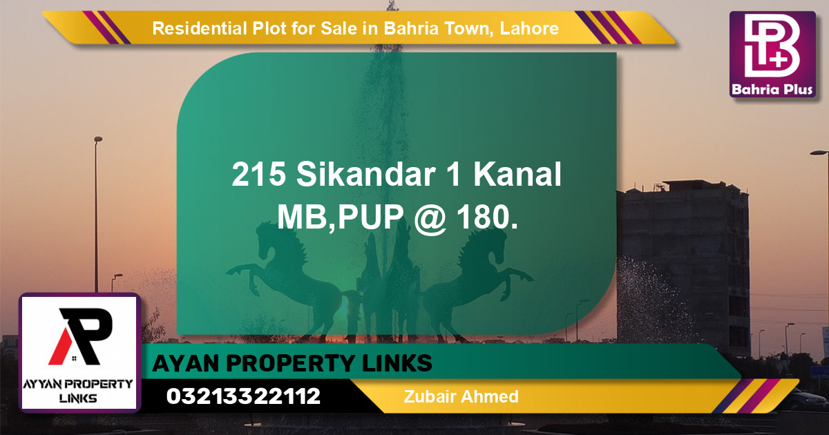 Residential Plot for Sale in Sector F - Sikander Block -  Bahria Town, Lahore - (BP-132076)