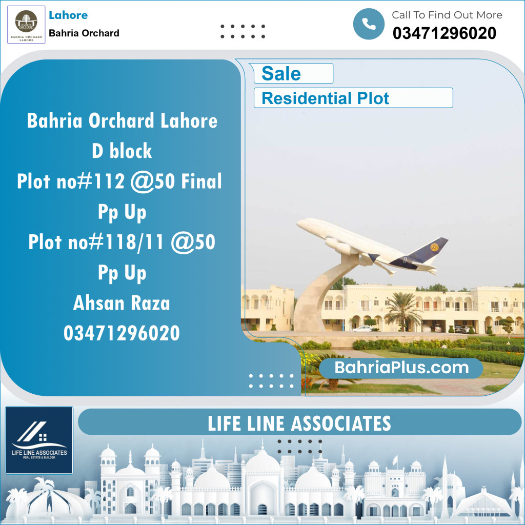 Residential Plot for Sale in Phase 2 - D Block -  Bahria Orchard, Lahore - (BP-132087)