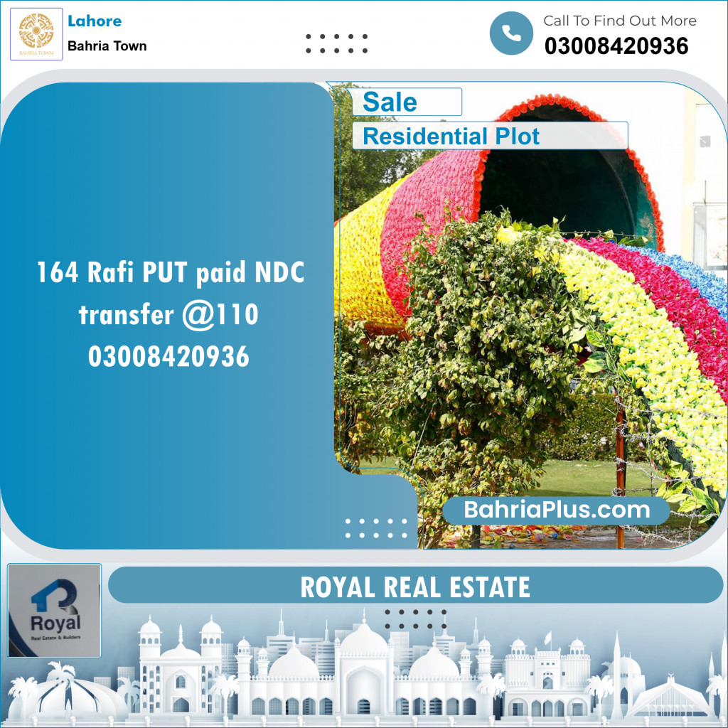 Residential Plot for Sale in Sector E - Rafi Block -  Bahria Town, Lahore - (BP-132116)