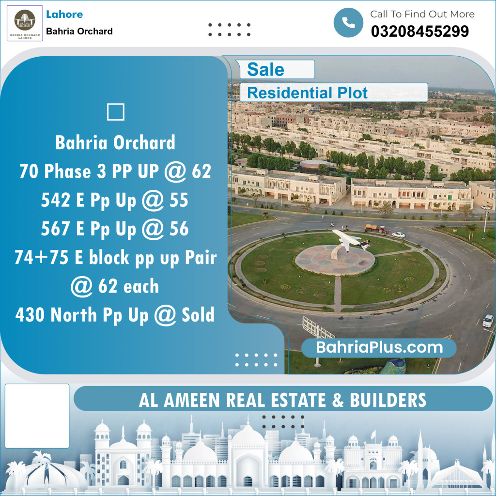 Residential Plot for Sale in Phase 3 -  Bahria Orchard, Lahore - (BP-132126)