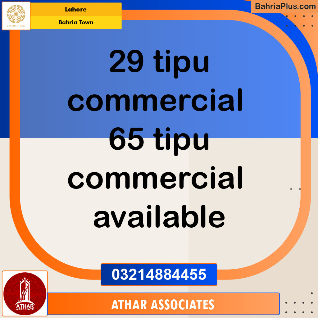 Commercial Plot for Sale in Sector F - Tipu Commercial -  Bahria Town, Lahore - (BP-132136)