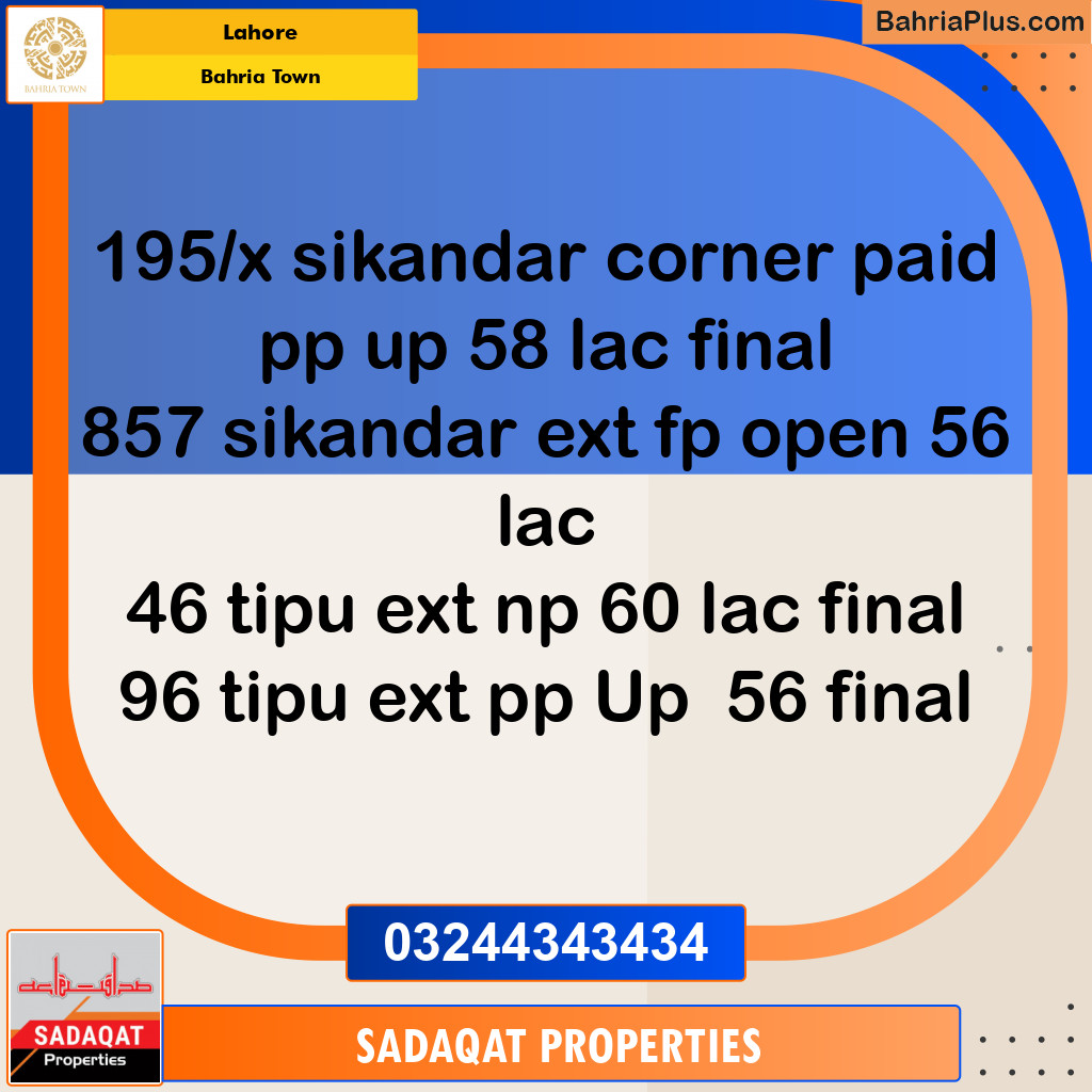 Residential Plot for Sale in Sector F - Sikander Block -  Bahria Town, Lahore - (BP-132146)