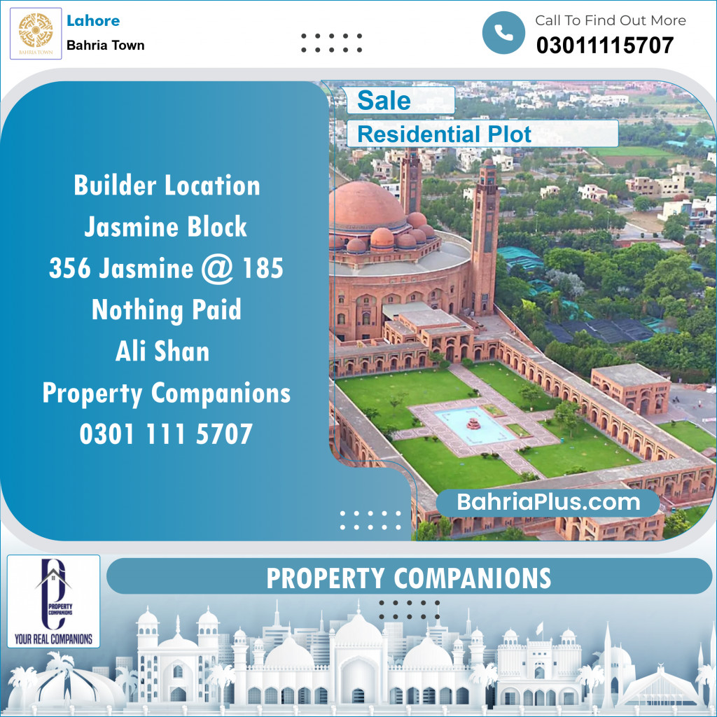 Residential Plot for Sale in Sector C - Jasmine Block -  Bahria Town, Lahore - (BP-132156)