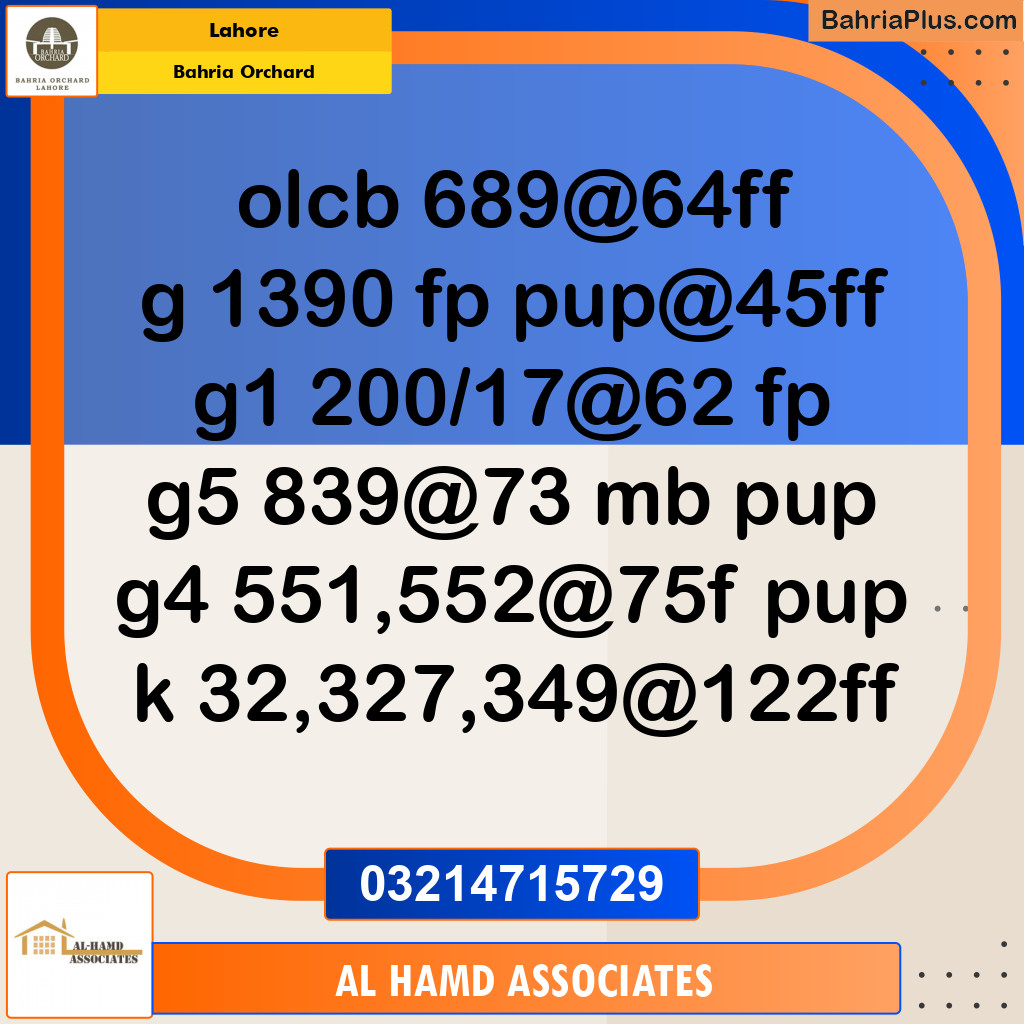 Residential Plot for Sale in OLC-B Block -  Bahria Orchard, Lahore - (BP-132167)