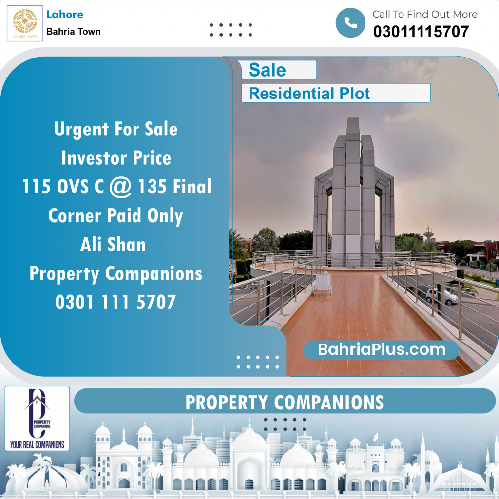 Residential Plot for Sale in Overseas C -  Bahria Town, Lahore - (BP-132174)