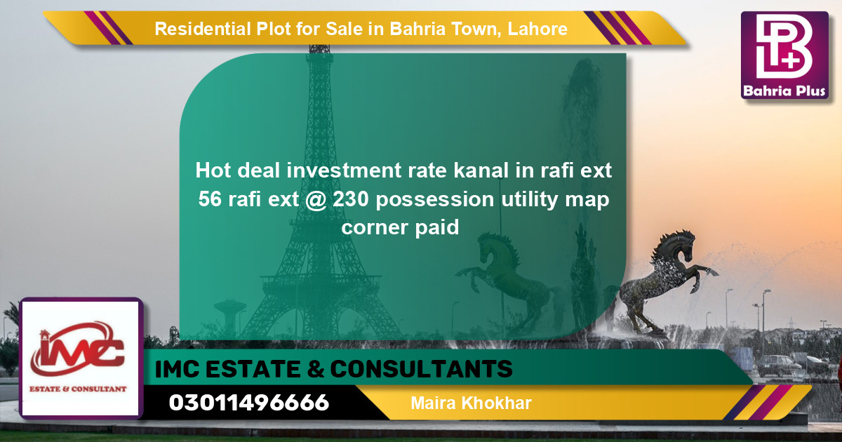 Residential Plot for Sale in Sector E - Rafi Ext. Block -  Bahria Town, Lahore - (BP-132179)