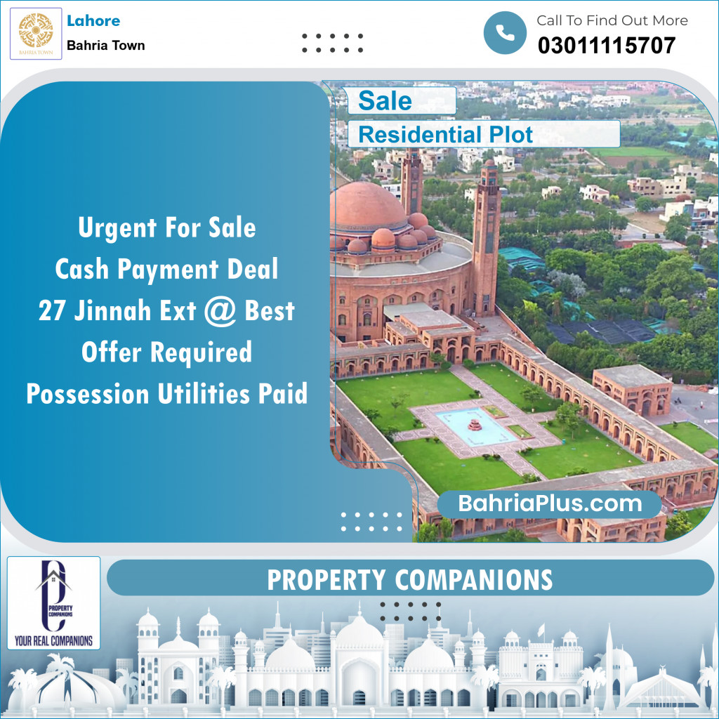 Residential Plot for Sale in Sector E - Jinnah Ext. Block -  Bahria Town, Lahore - (BP-132184)