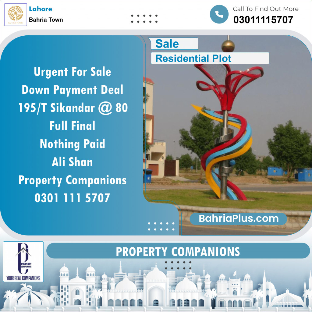 Residential Plot for Sale in Sector F - Sikander Block -  Bahria Town, Lahore - (BP-132185)