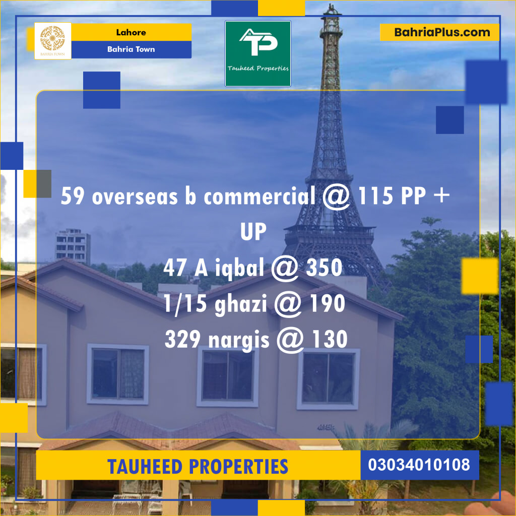 Residential Plot for Sale in Overseas B -  Bahria Town, Lahore - (BP-132192)