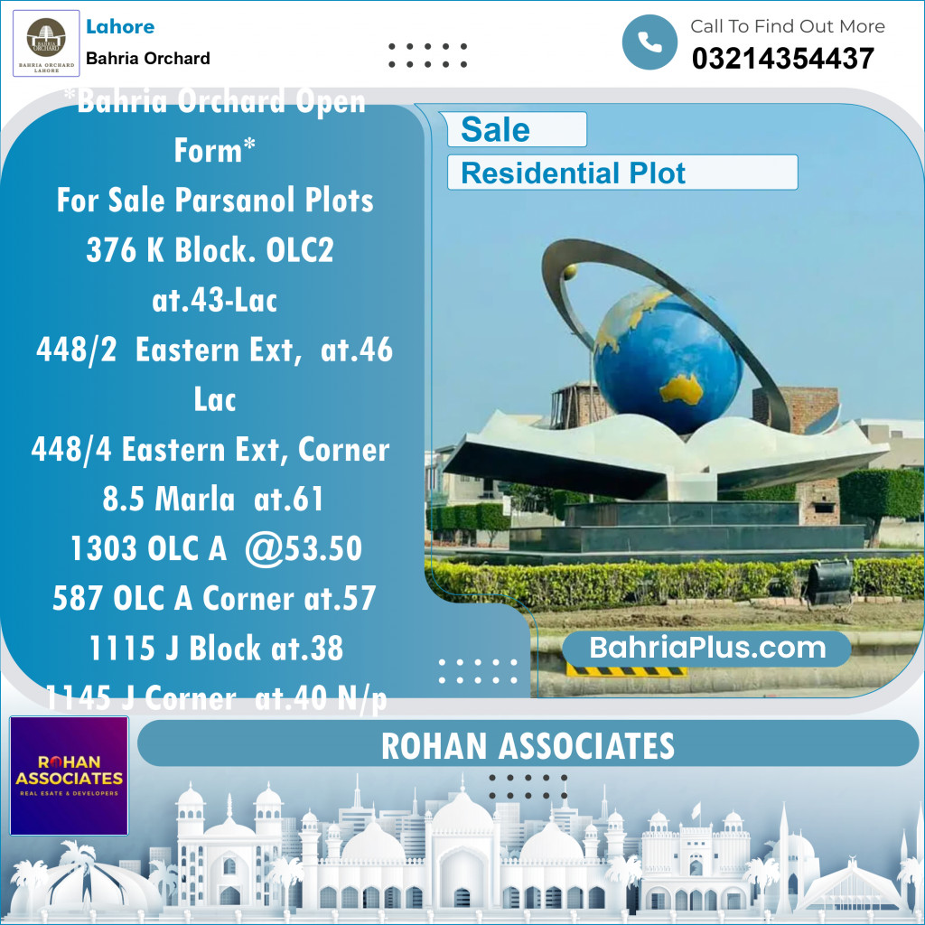 Residential Plot for Sale in Bahria Orchard, Lahore - (BP-132216)
