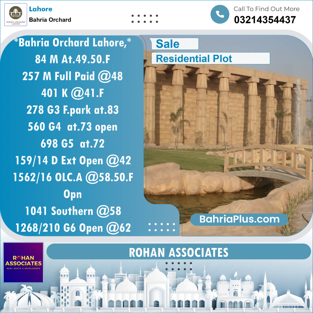 Residential Plot for Sale in Bahria Orchard, Lahore - (BP-132217)