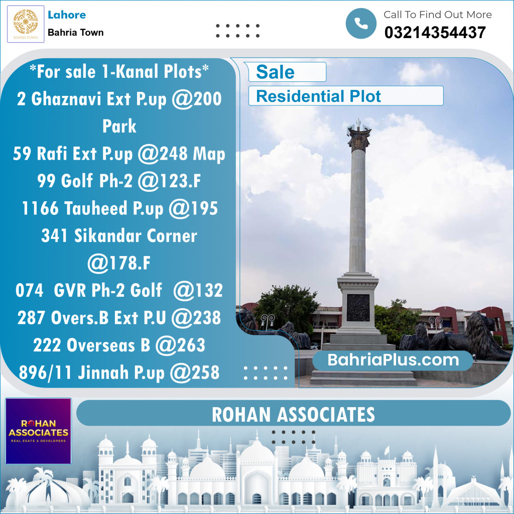 Residential Plot for Sale in Sector F - Ghaznavi Ext. Block -  Bahria Town, Lahore - (BP-132221)