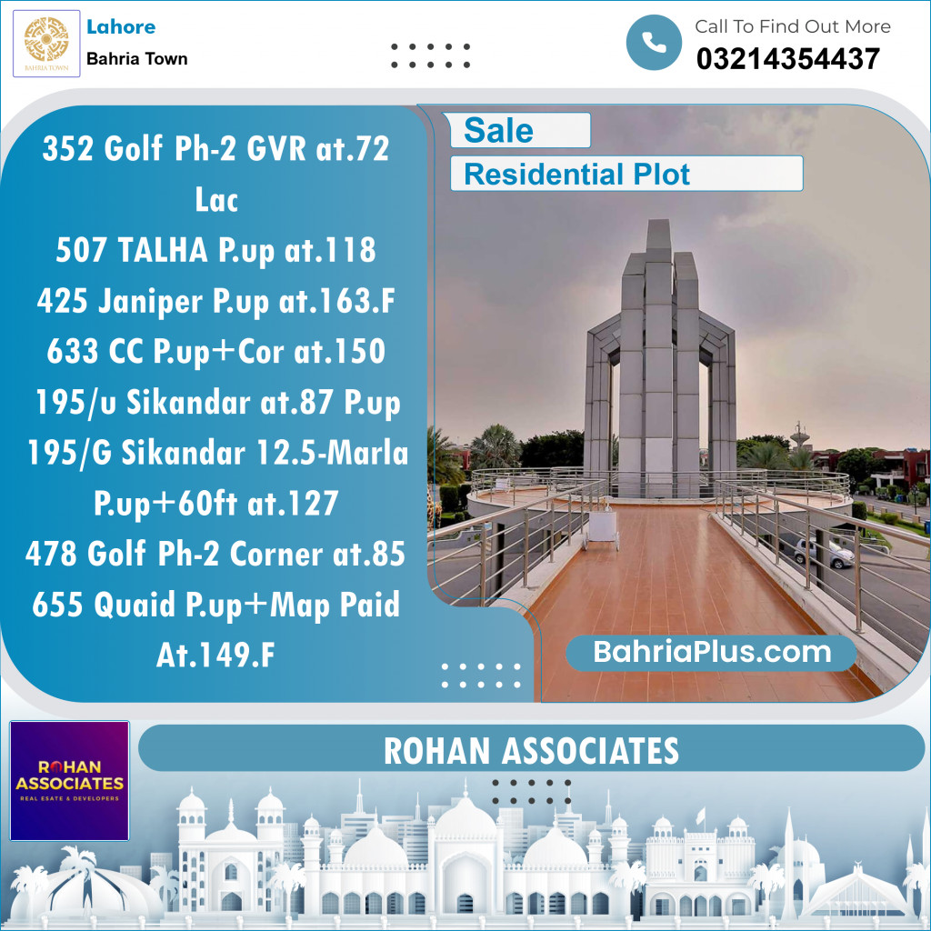 Residential Plot for Sale in Golf Phase 2 -  Bahria Town, Lahore - (BP-132222)