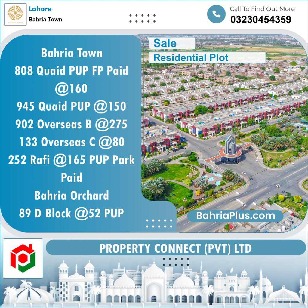 Residential Plot for Sale in Sector E - Quaid Block -  Bahria Town, Lahore - (BP-132248)