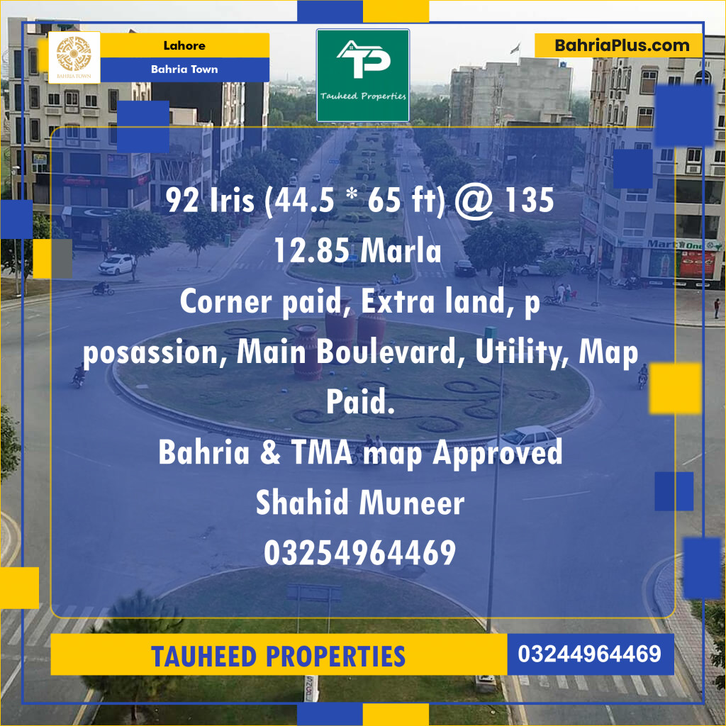 Residential Plot for Sale in Sector C - Iris Block -  Bahria Town, Lahore - (BP-132254)