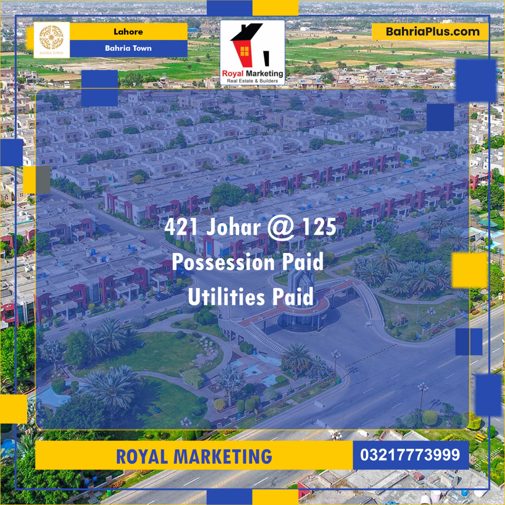 Residential Plot for Sale in Sector E - Johar Block -  Bahria Town, Lahore - (BP-132271)