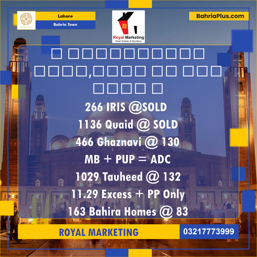 Residential Plot for Sale in Sector C - Iris Block -  Bahria Town, Lahore - (BP-132274)