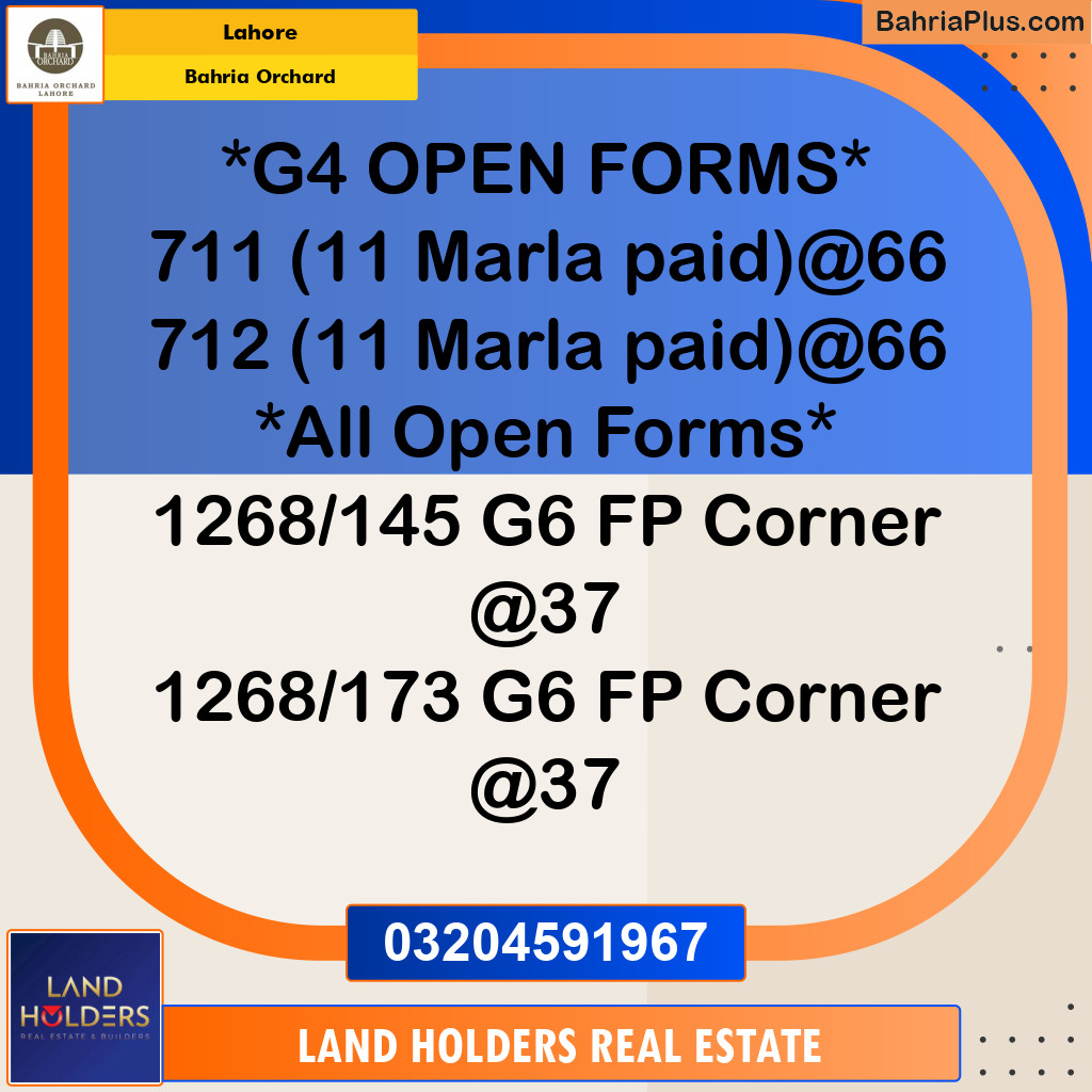 Residential Plot for Sale in Phase 4 - G4 Block -  Bahria Orchard, Lahore - (BP-132291)