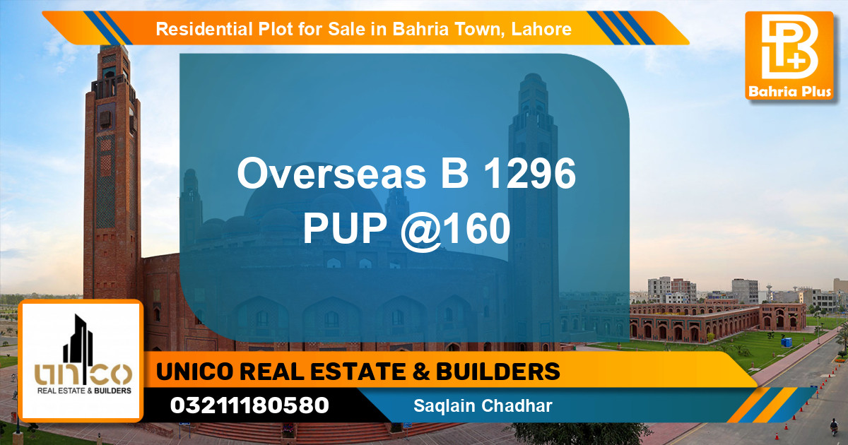 Residential Plot for Sale in Overseas B -  Bahria Town, Lahore - (BP-132303)