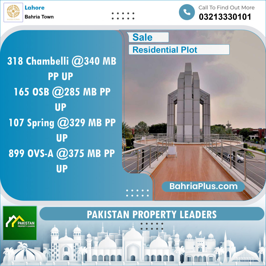 Residential Plot for Sale in Sector C - Chambeli Block -  Bahria Town, Lahore - (BP-132307)