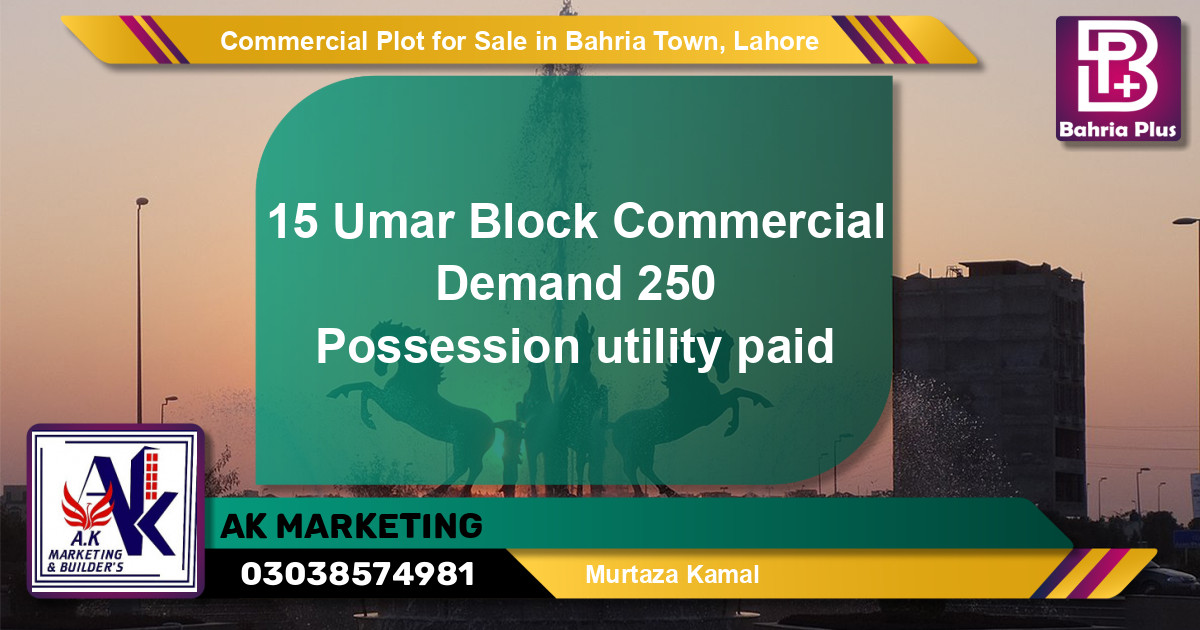 Commercial Plot for Sale in Sector B - Umer Block -  Bahria Town, Lahore - (BP-132356)