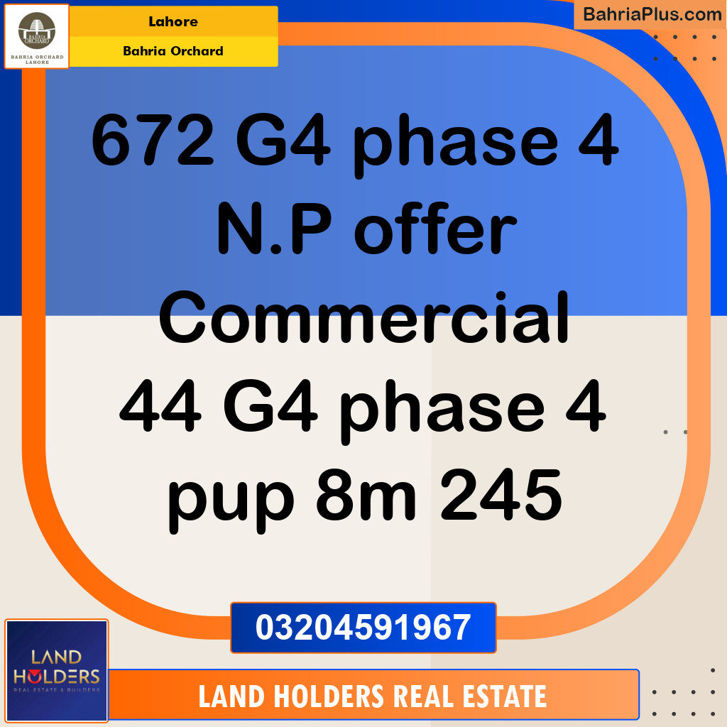 Residential Plot for Sale in Phase 4 - G4 Block -  Bahria Orchard, Lahore - (BP-132400)