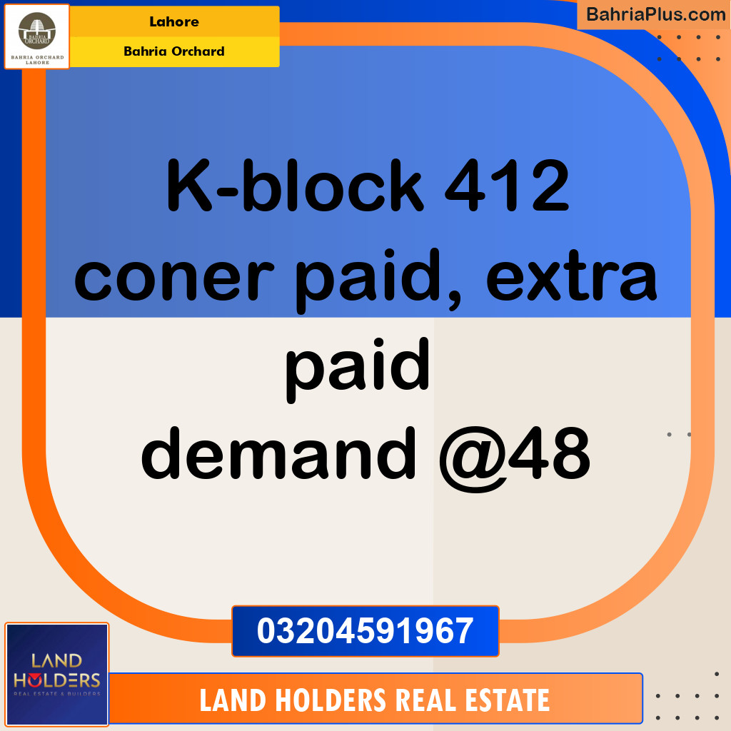 Residential Plot for Sale in Phase 2 - K Block -  Bahria Orchard, Lahore - (BP-132426)