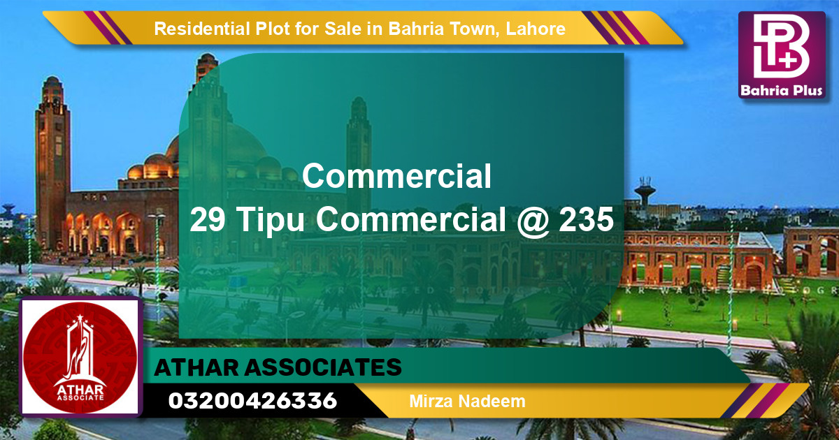 Residential Plot for Sale in Sector F - Tipu Commercial -  Bahria Town, Lahore - (BP-132452)