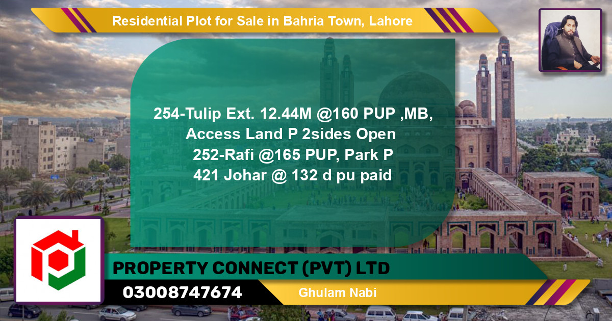 Residential Plot for Sale in Sector C - Tulip Ext. Block -  Bahria Town, Lahore - (BP-132456)