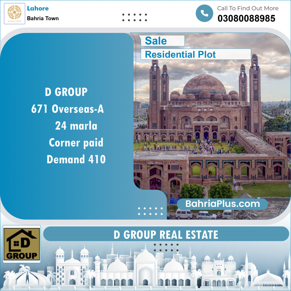 Residential Plot for Sale in Overseas A -  Bahria Town, Lahore - (BP-132462)