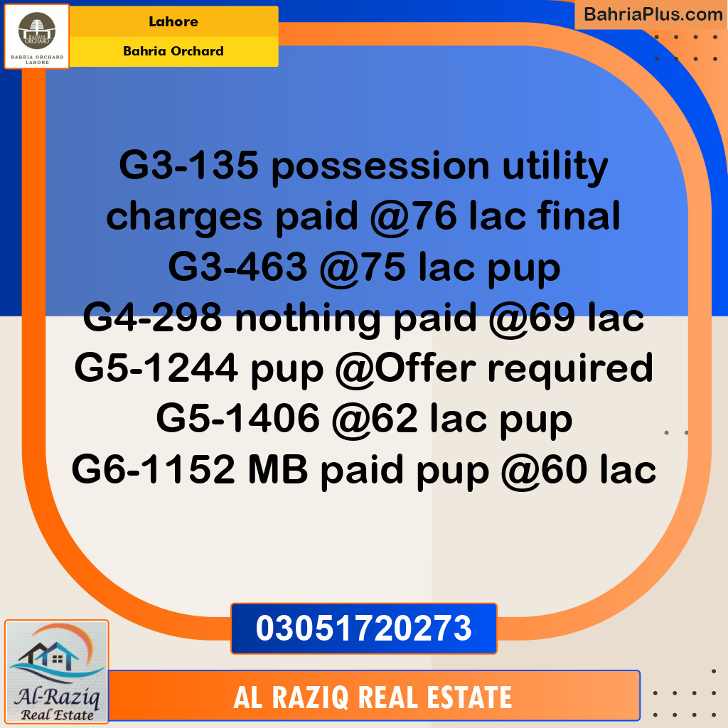 Residential Plot for Sale in Phase 4 - G3 Block -  Bahria Orchard, Lahore - (BP-132491)