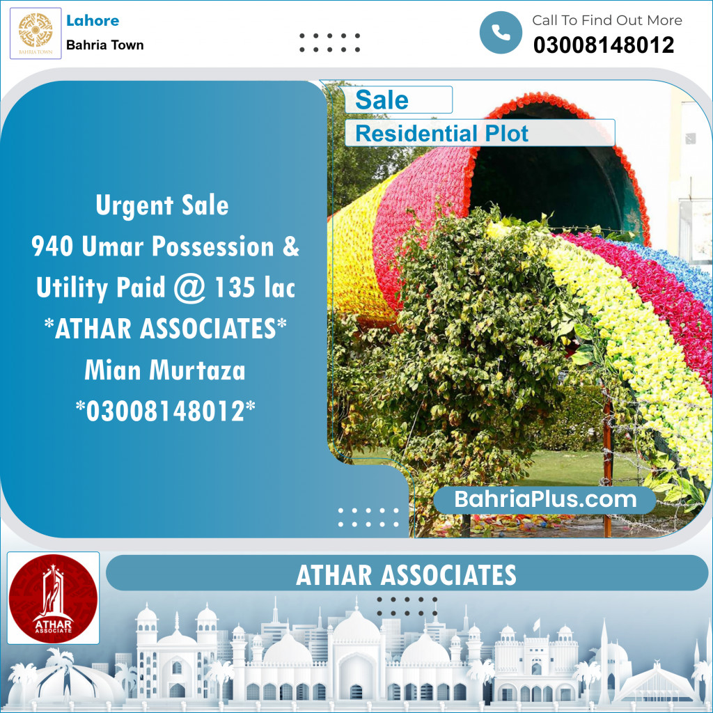 Residential Plot for Sale in Bahria Town, Lahore - (BP-132492)