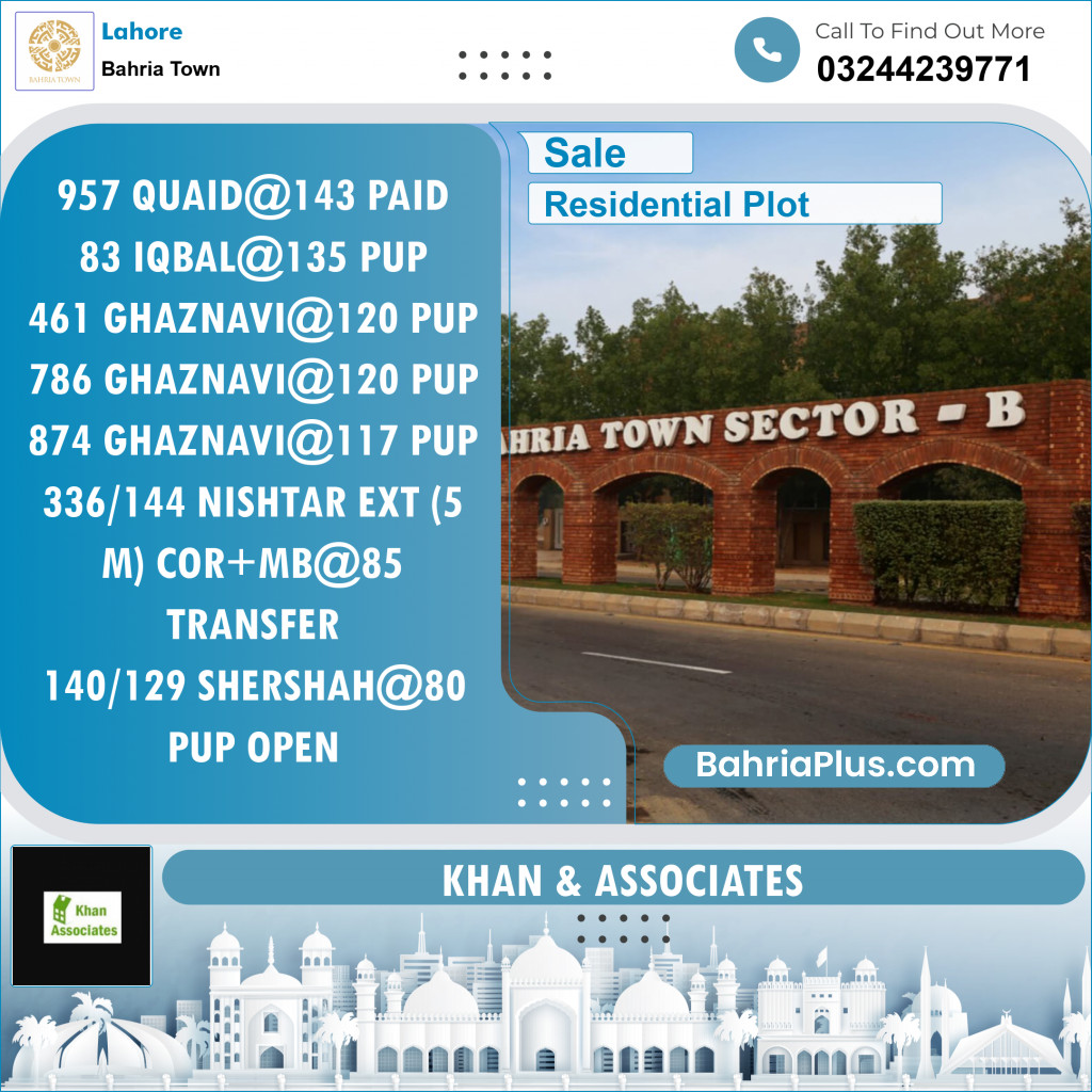 Residential Plot for Sale in Sector E - Quaid Block -  Bahria Town, Lahore - (BP-132546)