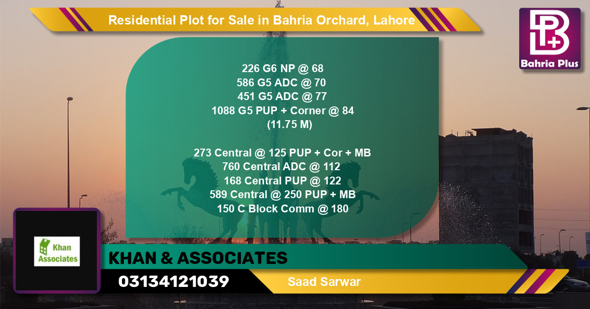 Residential Plot for Sale in Phase 4 - G6 Block -  Bahria Orchard, Lahore - (BP-132549)