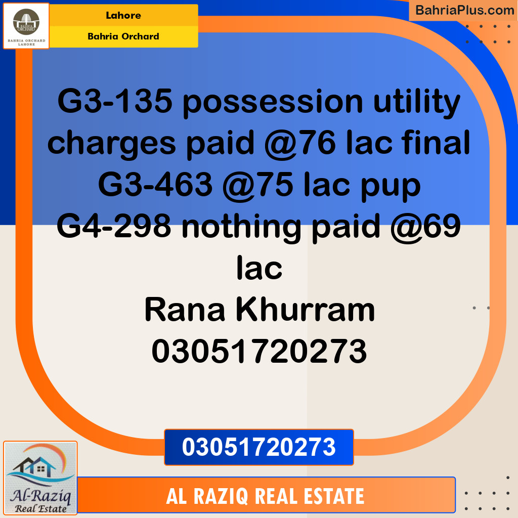 Residential Plot for Sale in Phase 4 - G3 Block -  Bahria Orchard, Lahore - (BP-132555)