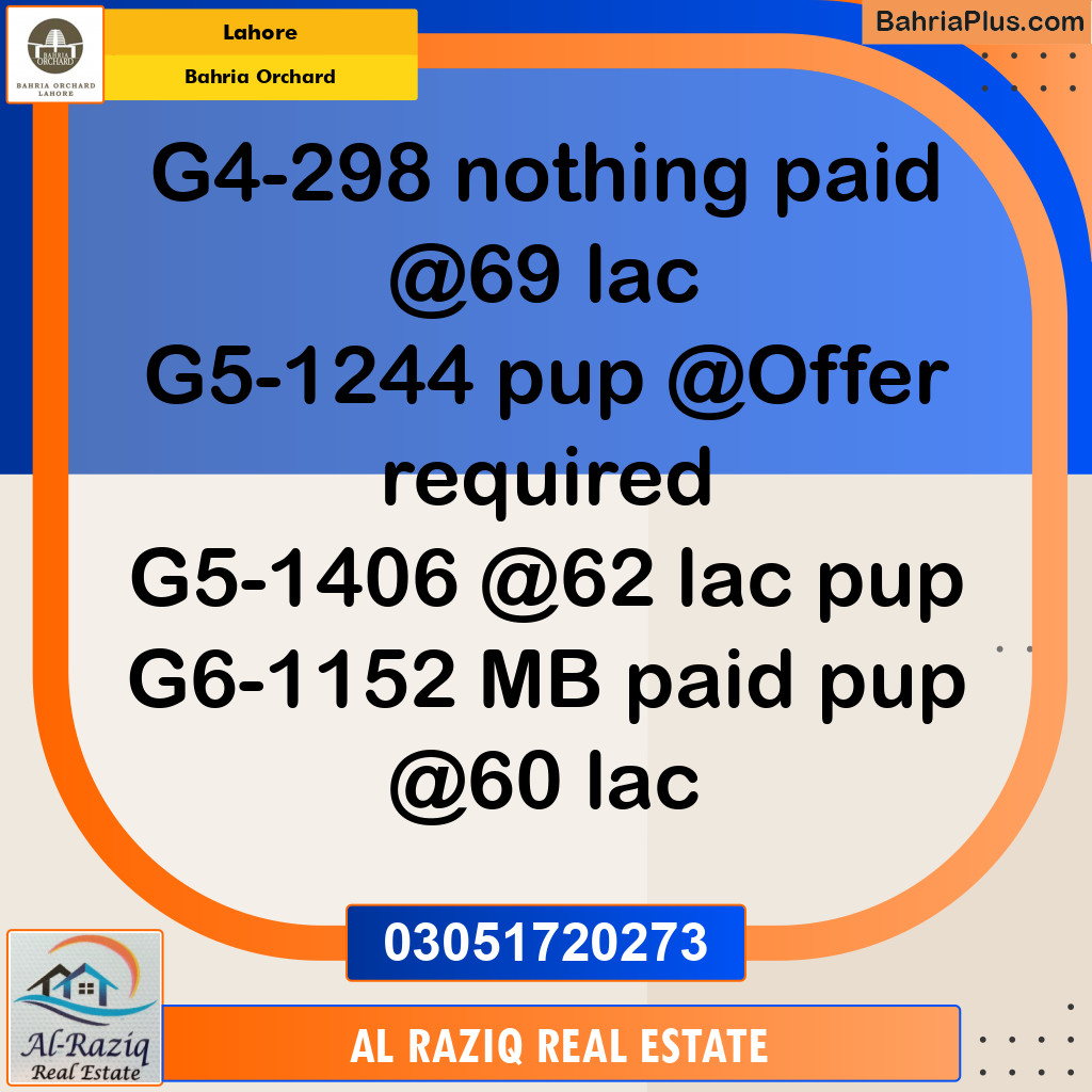 Residential Plot for Sale in Phase 4 - G4 Block -  Bahria Orchard, Lahore - (BP-132557)