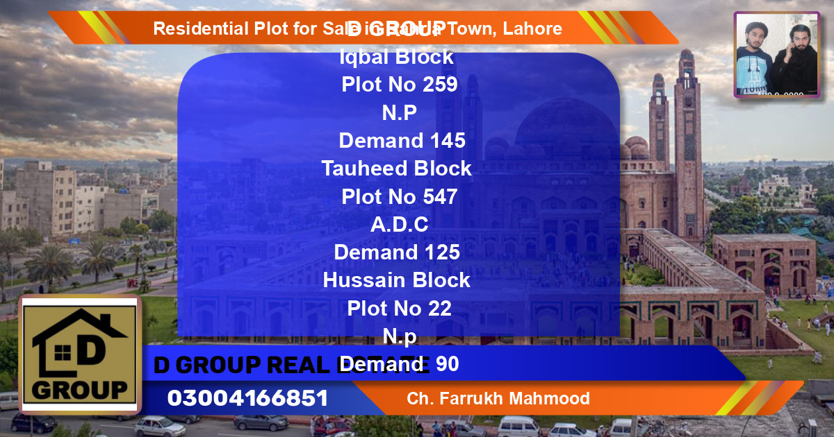 Residential Plot for Sale in Bahria Town, Lahore - (BP-132580)
