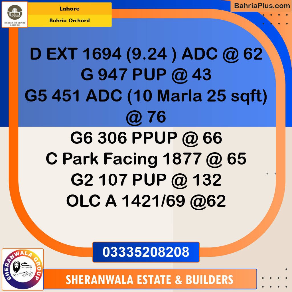 Residential Plot for Sale in Bahria Orchard, Lahore - (BP-132584)