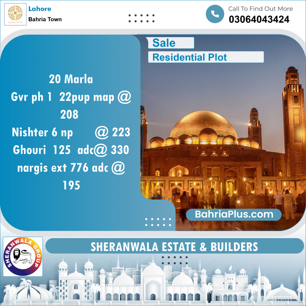 Residential Plot for Sale in Bahria Town, Lahore - (BP-132586)