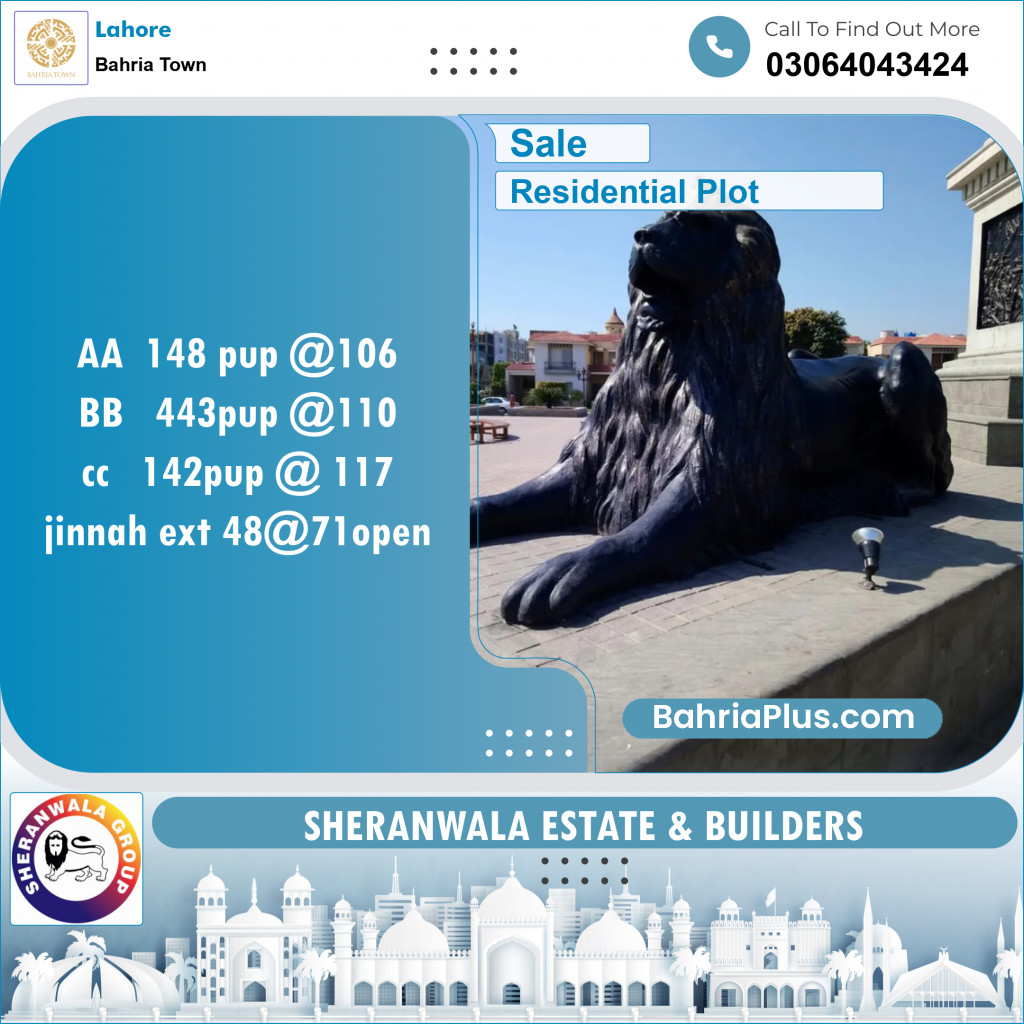 Residential Plot for Sale in Bahria Town, Lahore - (BP-132594)