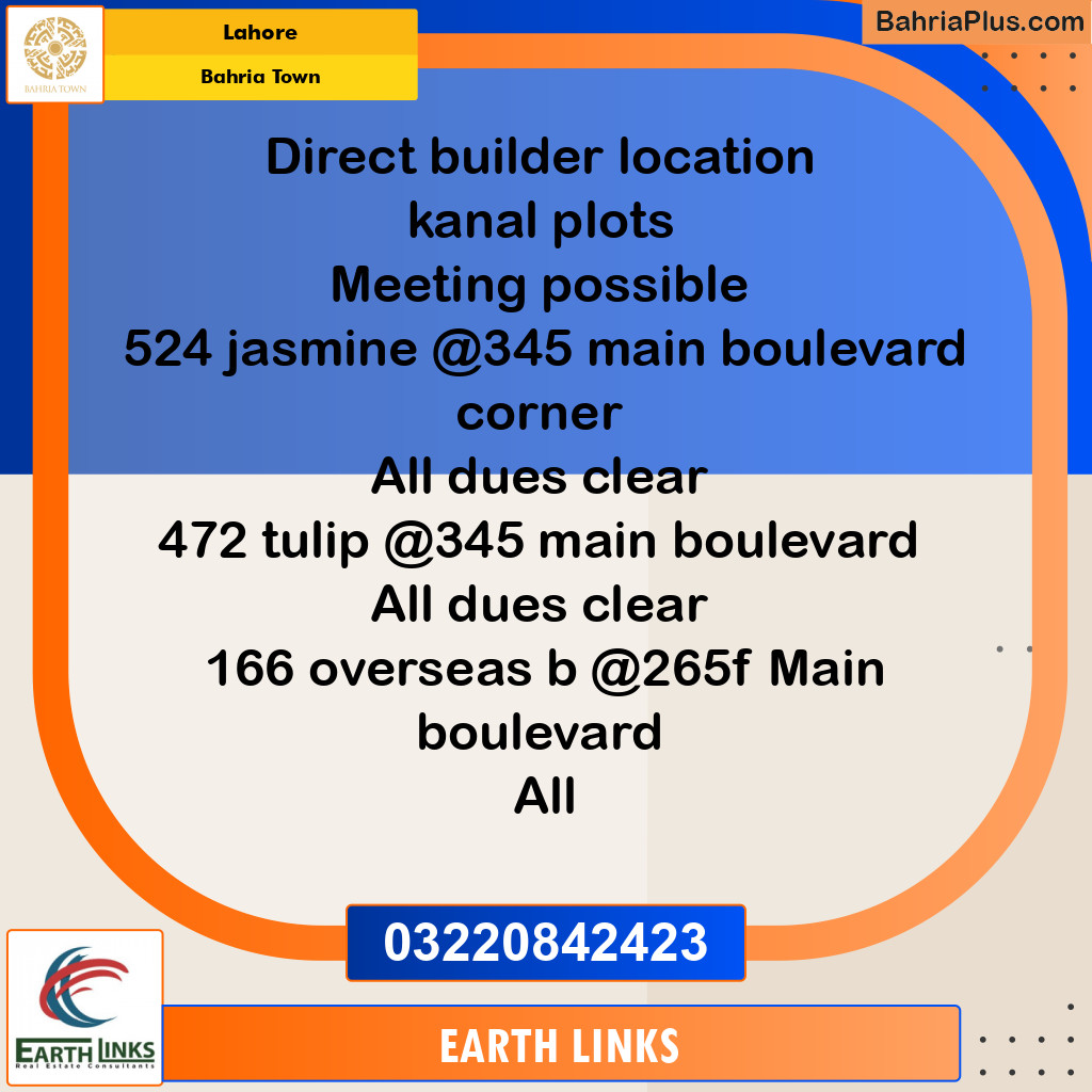 Residential Plot for Sale in Bahria Town, Lahore - (BP-132642)