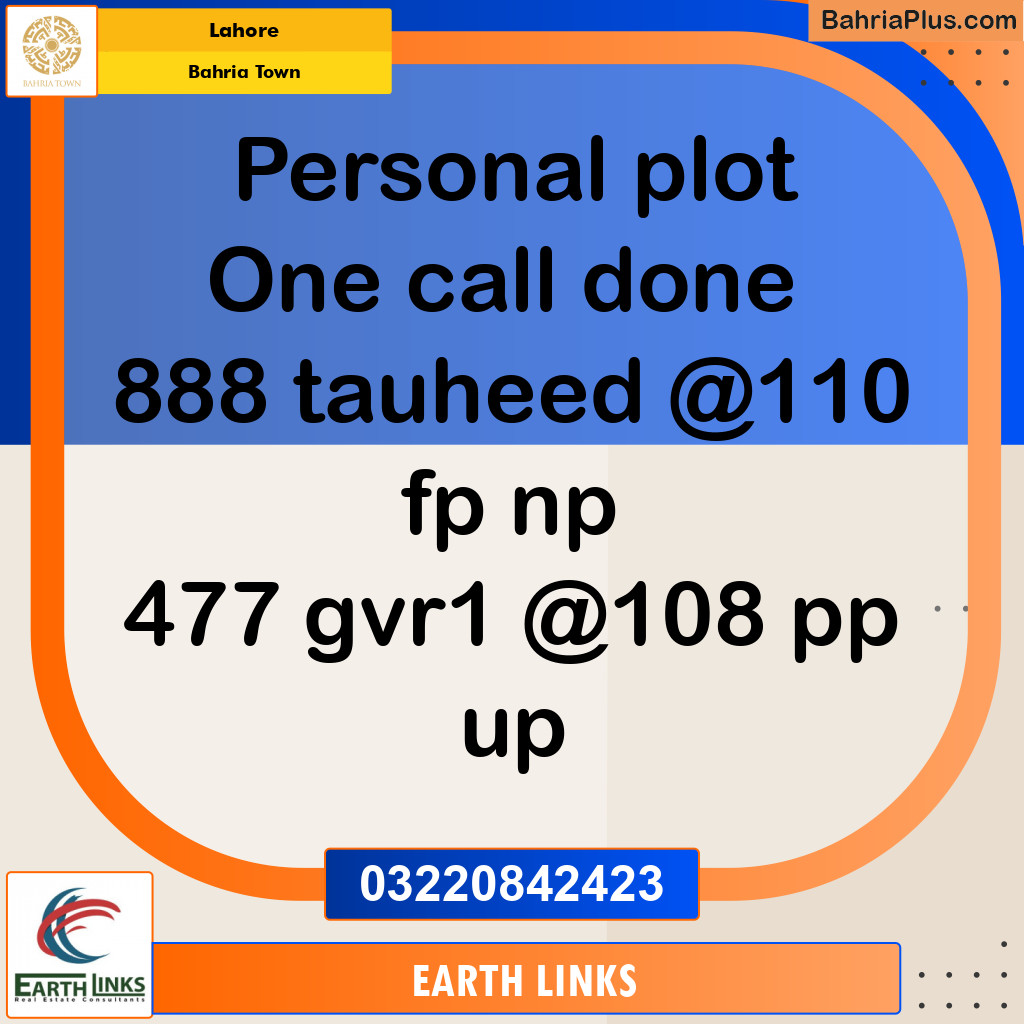 Residential Plot for Sale in Bahria Town, Lahore - (BP-132654)