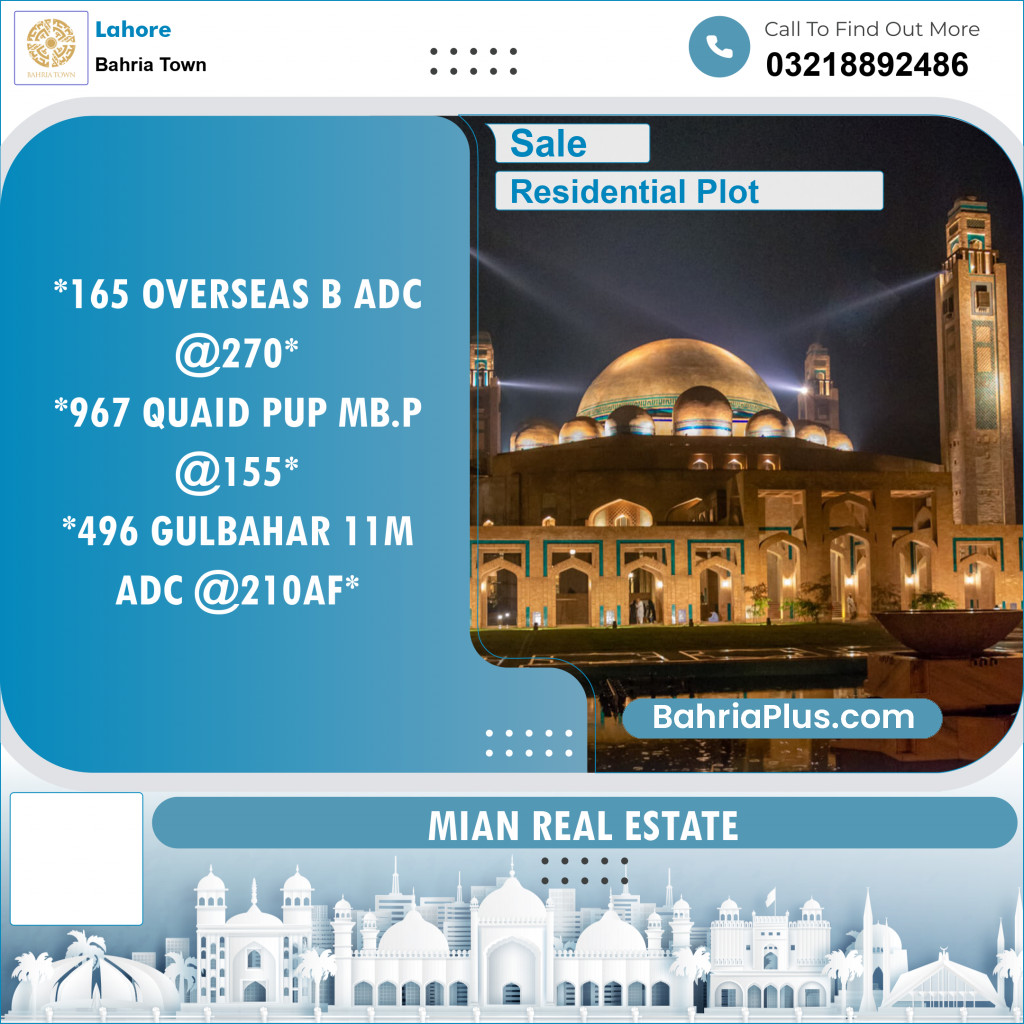 Residential Plot for Sale in Bahria Town, Lahore - (BP-132676)